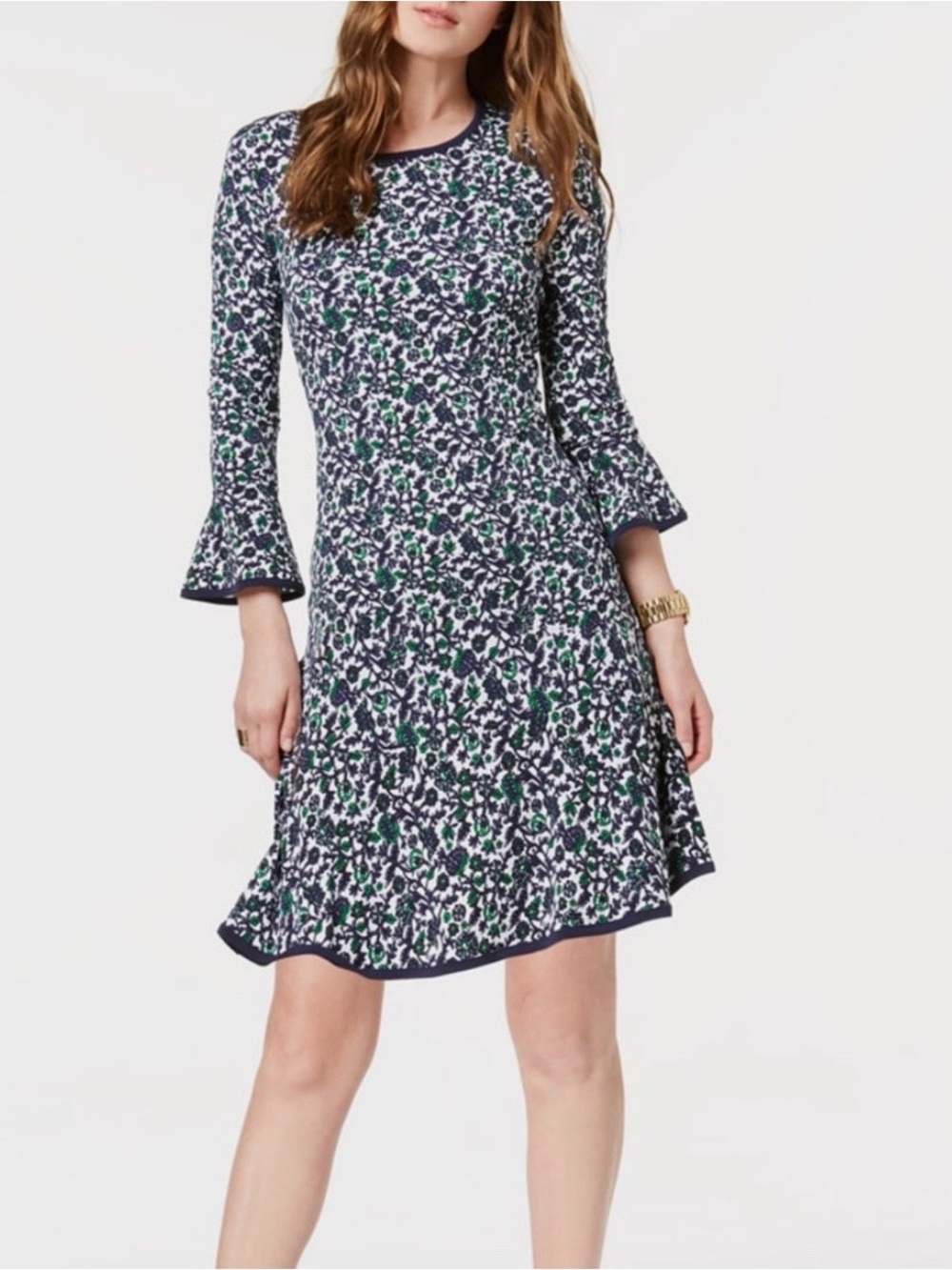 Michael Kors Navy, Green and White Floral Mini Dress